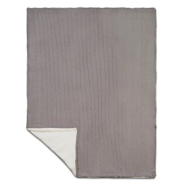50" x 60" acrylic cable knit and polyester sherpa blanket.... from ASI 66887 PCNA / Leeds
