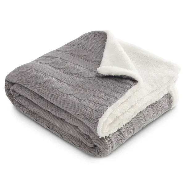 50" x 60" acrylic cable knit and polyester sherpa blanket.... from ASI 66887 PCNA / Leeds