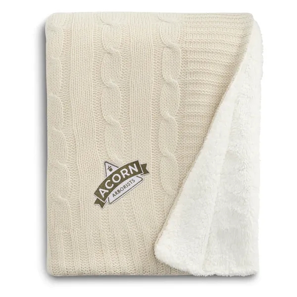 50" x 60" acrylic cable knit and polyester sherpa blanket.... from ASI 66887 PCNA / Leeds
