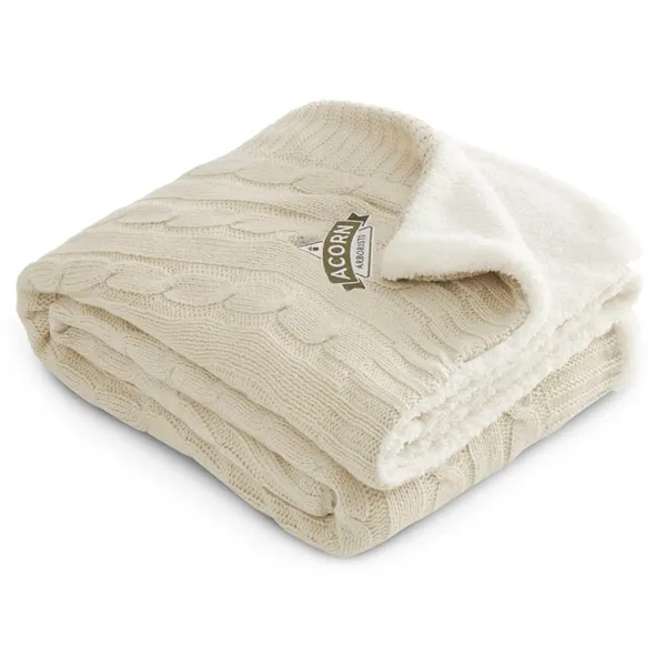 50" x 60" acrylic cable knit and polyester sherpa blanket.... from ASI 66887 PCNA / Leeds
