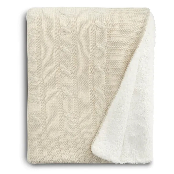 50" x 60" acrylic cable knit and polyester sherpa blanket.... from ASI 66887 PCNA / Leeds