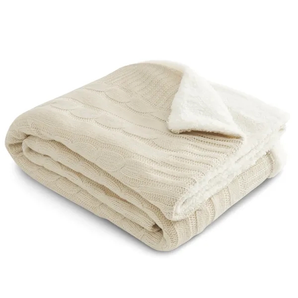 50" x 60" acrylic cable knit and polyester sherpa blanket.... from ASI 66887 PCNA / Leeds