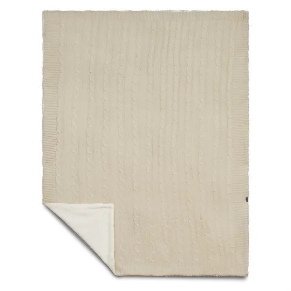 50" x 60" acrylic cable knit and polyester sherpa blanket.... from ASI 66887 PCNA / Leeds
