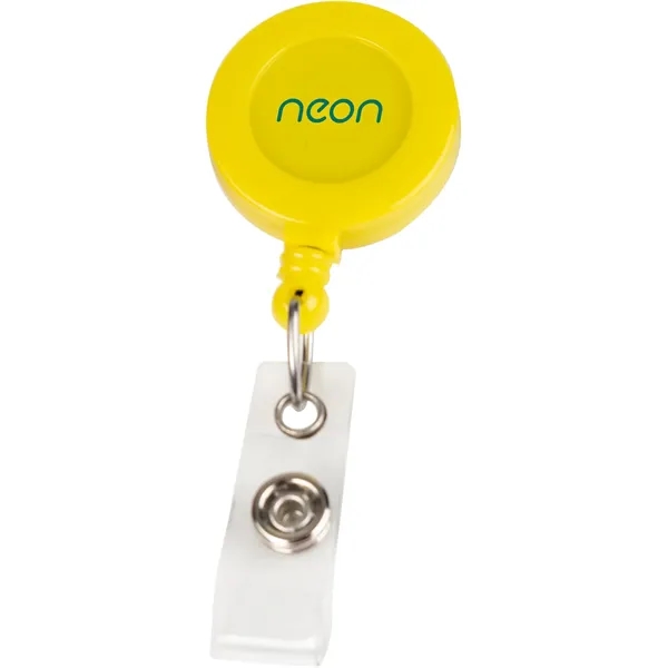 Round retractable badge reel with pocket clip on back.... from ASI 54100 Fields Manufacturing Inc / TargetLine®