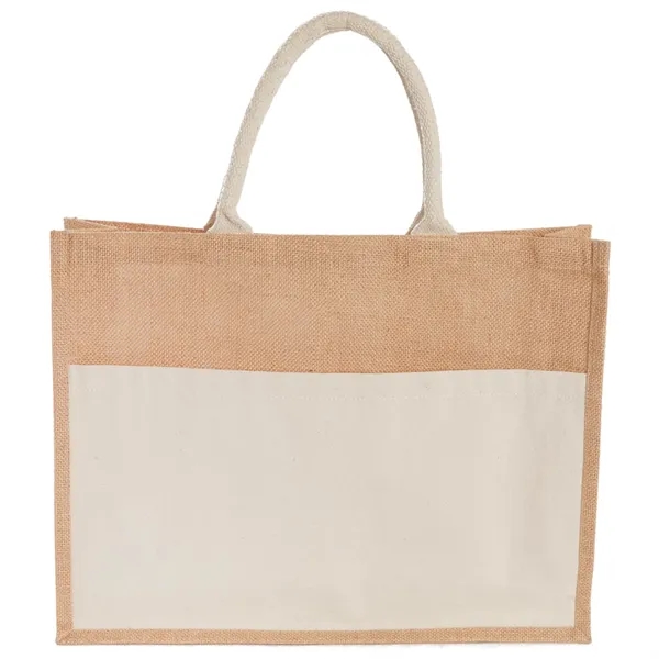 Jute shopping tote bag with recycled cotton pocket.... from ASI 66887 PCNA / Leeds
