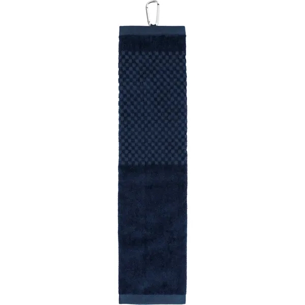 5.25" x 22" tri-fold golf towel with grommet and carabiner.... from ASI 66887 PCNA / Leeds