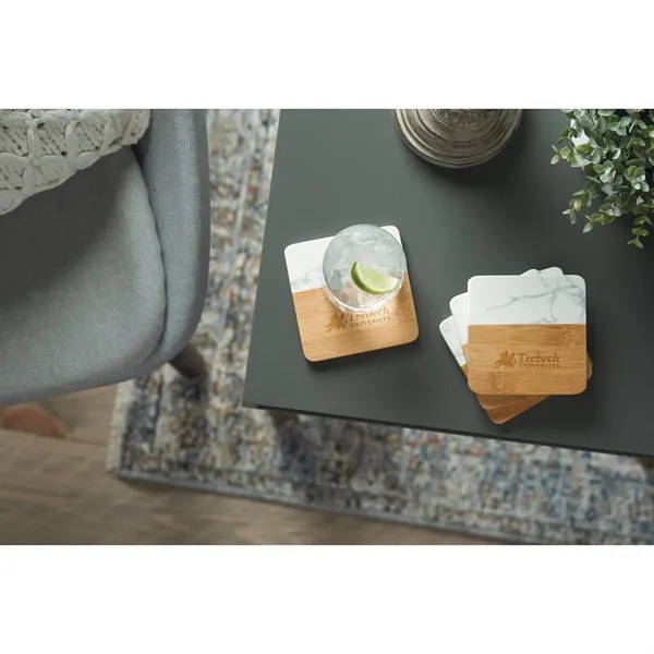 4 piece marble and bamboo coaster set.... from ASI 66887 PCNA / Leeds