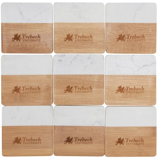 4 piece marble and bamboo coaster set.... from ASI 66887 PCNA / Leeds