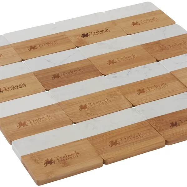 4 piece marble and bamboo coaster set.... from ASI 66887 PCNA / Leeds