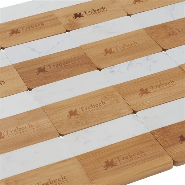 4 piece marble and bamboo coaster set.... from ASI 66887 PCNA / Leeds