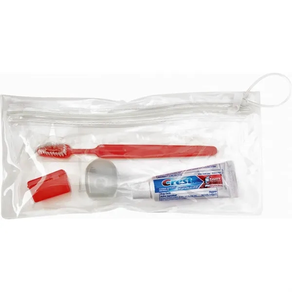 Wellness kit with a toothbrush, floss, travel cap, and toothpaste... from ASI 66887 PCNA / Bullet