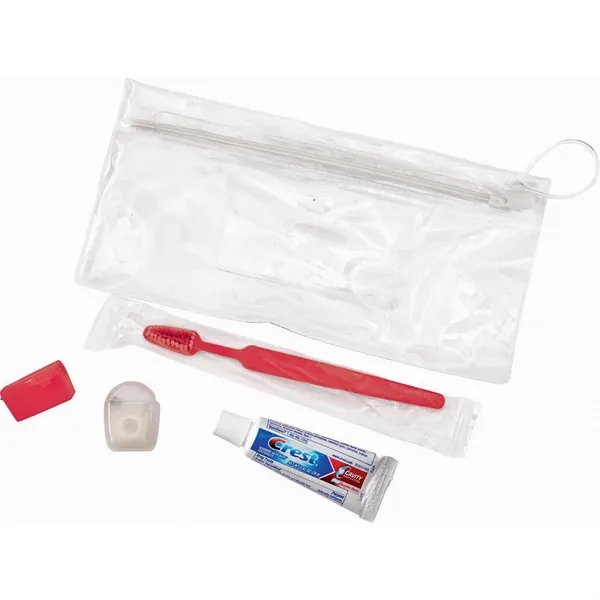 Wellness kit with a toothbrush, floss, travel cap, and toothpaste... from ASI 66887 PCNA / Bullet