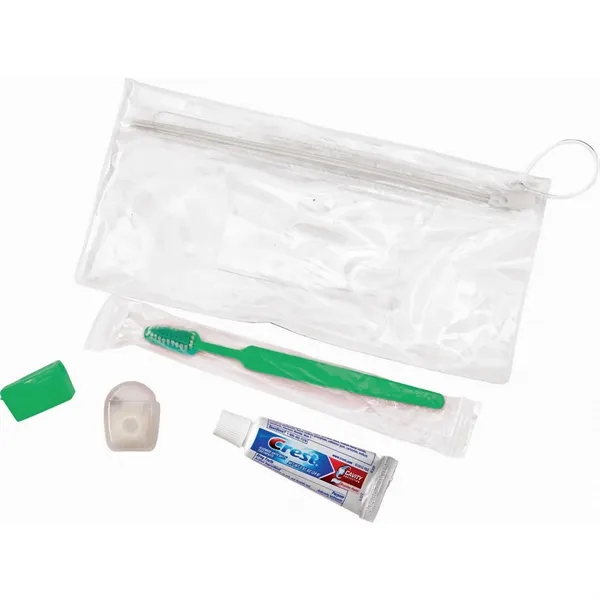 Wellness kit with a toothbrush, floss, travel cap, and toothpaste... from ASI 66887 PCNA / Bullet