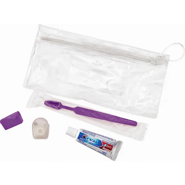 Wellness kit with a toothbrush, floss, travel cap, and toothpaste... from ASI 66887 PCNA / Bullet