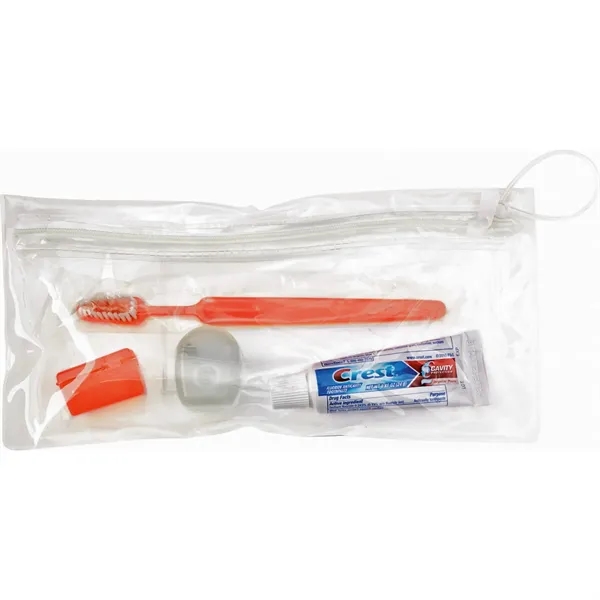 Wellness kit with a toothbrush, floss, travel cap, and toothpaste... from ASI 66887 PCNA / Bullet