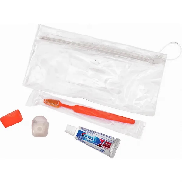 Wellness kit with a toothbrush, floss, travel cap, and toothpaste... from ASI 66887 PCNA / Bullet