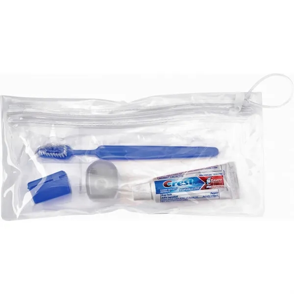 Wellness kit with a toothbrush, floss, travel cap, and toothpaste... from ASI 66887 PCNA / Bullet