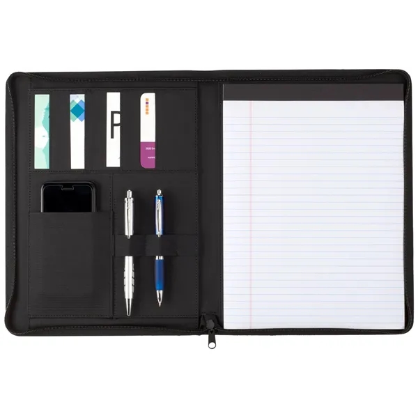 Leather zippered pad folio with writing pad, interior organizer, gusseted file... from ASI 66887 PCNA / Leeds