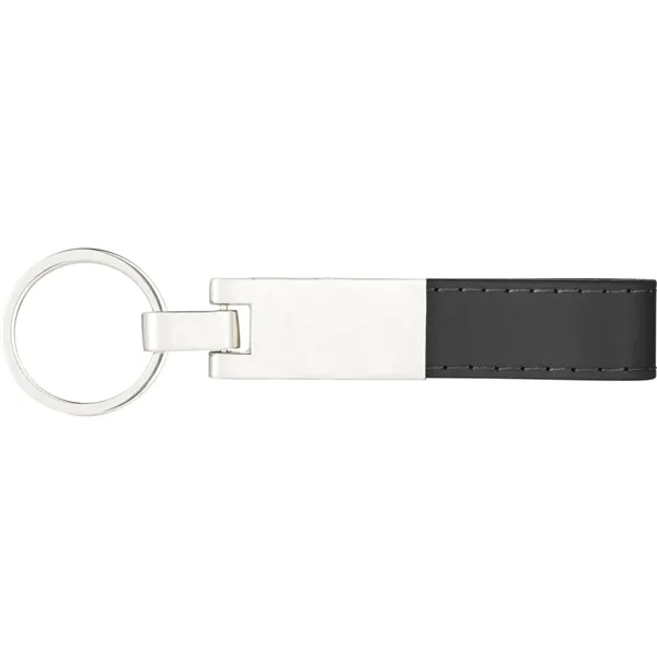 Silver plated metal split key ring with a leather strap.... from ASI 66887 PCNA / Bullet