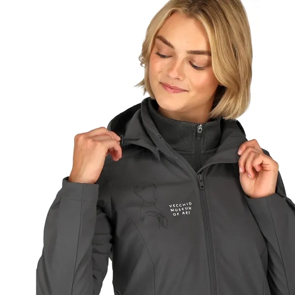 Women's MANZANO Eco softshell jacket; made from 100% recycled polyester.... from ASI 66887 PCNA / Trimark