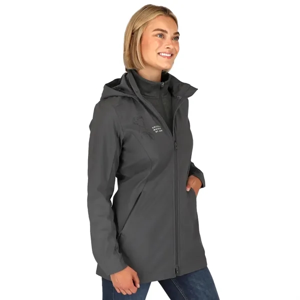 Women's MANZANO Eco softshell jacket; made from 100% recycled polyester.... from ASI 66887 PCNA / Trimark