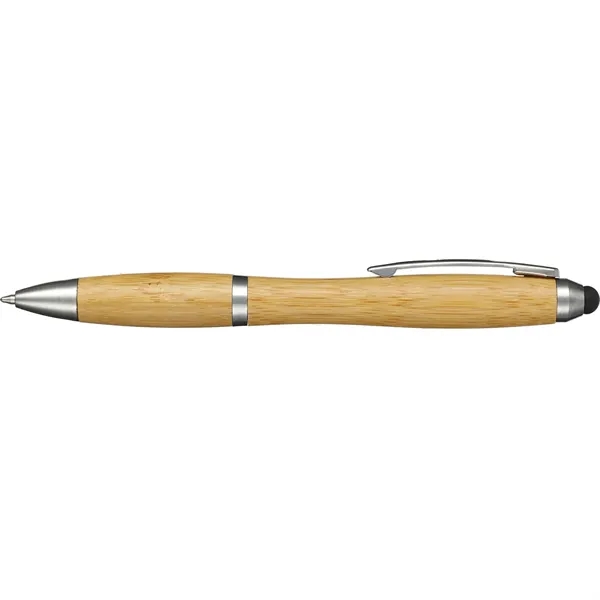 Twist action pen with black ink, rubberized stylus tip, bamboo barrel... from ASI 66887 PCNA / Bullet
