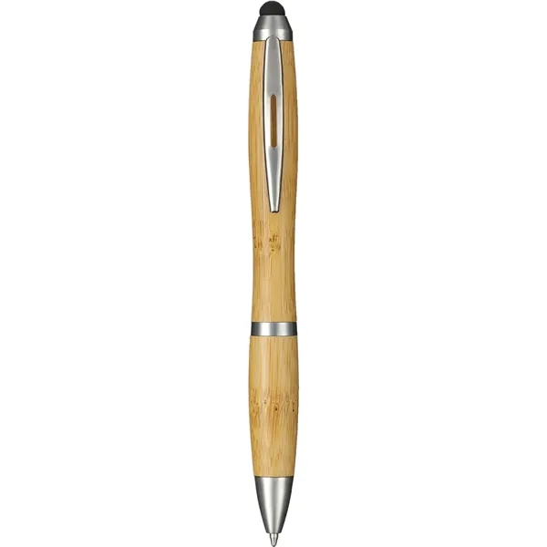 Twist action pen with black ink, rubberized stylus tip, bamboo barrel... from ASI 66887 PCNA / Bullet
