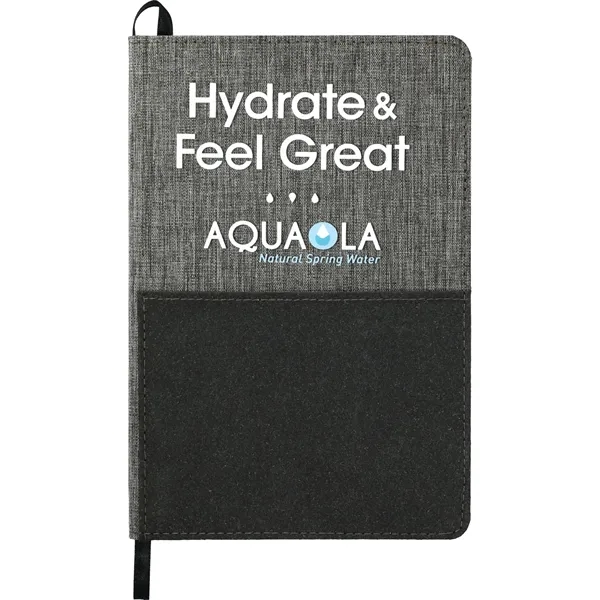 5.5" x 8.5" recycled bound journal with recycled leather front pocket... from ASI 66887 PCNA / Leeds