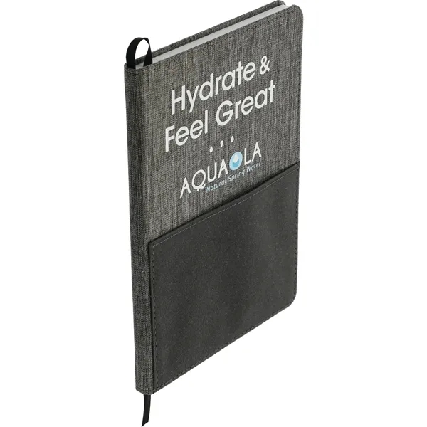 5.5" x 8.5" recycled bound journal with recycled leather front pocket... from ASI 66887 PCNA / Leeds