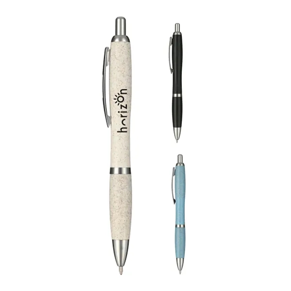 Plunger action ballpoint with chrome accents and 45% wheat straw construction.... from ASI 66887 PCNA / Bullet