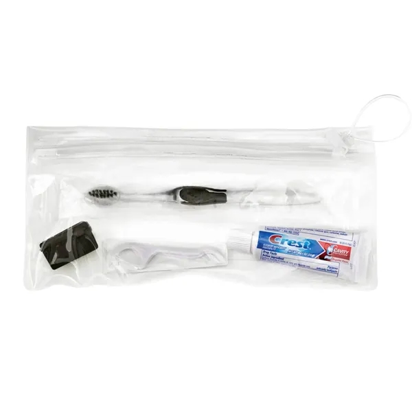 Wellness kit with a toothbrush, floss, travel cap, and toothpaste... from ASI 66887 PCNA / Bullet