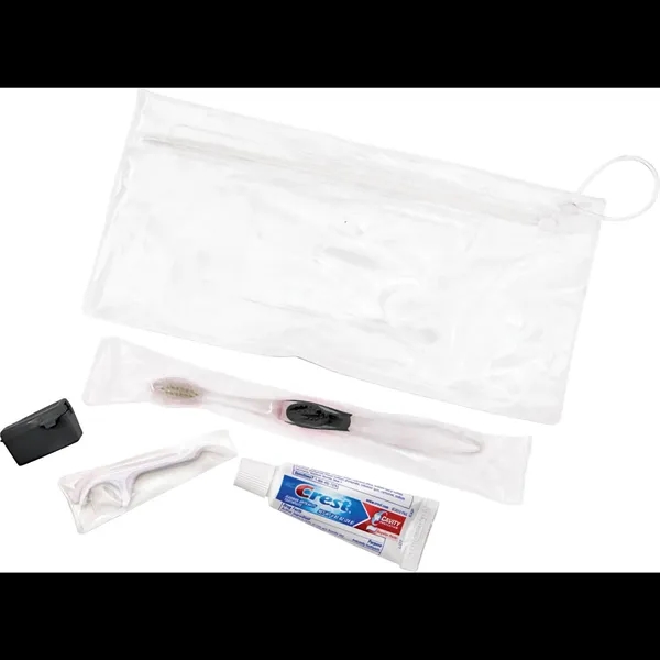 Wellness kit with a toothbrush, floss, travel cap, and toothpaste... from ASI 66887 PCNA / Bullet