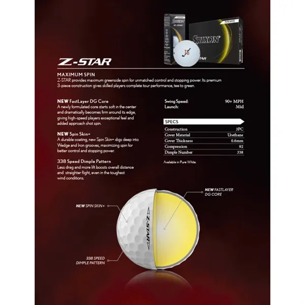 Srixon Z-STAR Golf Balls - 3 Pack... from ASI 66887 PCNA / Leeds