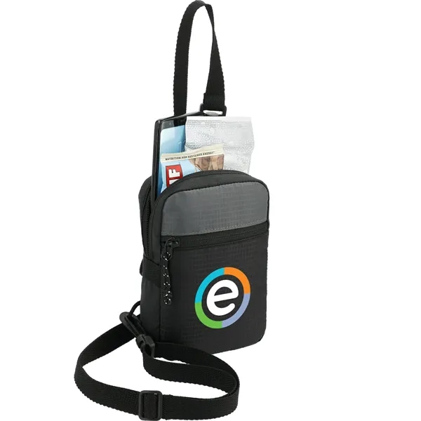 Crossbody pouch with zippered compartment and adjustable strap.... from ASI 66887 PCNA / Leeds