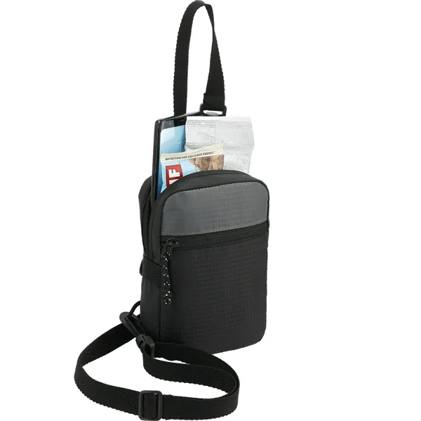 Crossbody pouch with zippered compartment and adjustable strap.... from ASI 66887 PCNA / Leeds