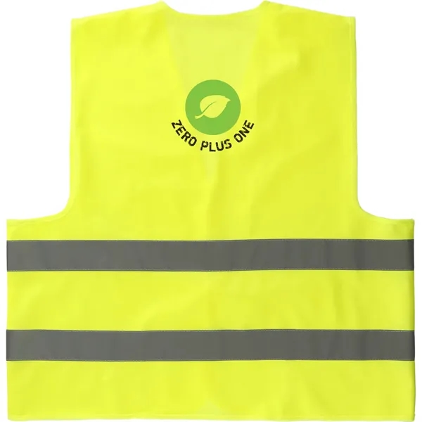Neon yellow safety vest with reflective stripes and hook and loop... from ASI 66887 PCNA / Bullet