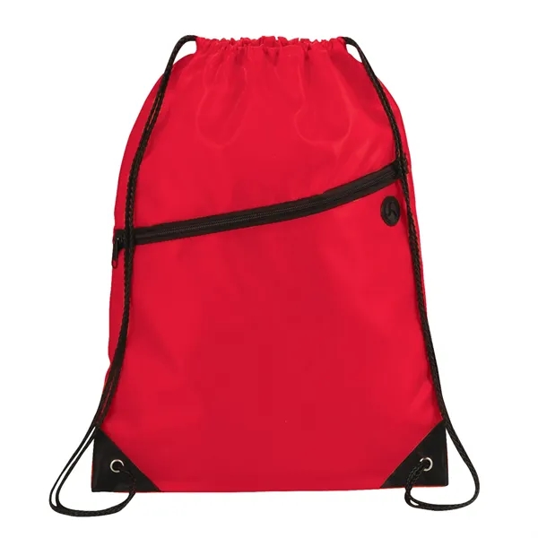 18" x 13" drawstring bag with zippered front pocket and earbud... from ASI 66887 PCNA / Bullet