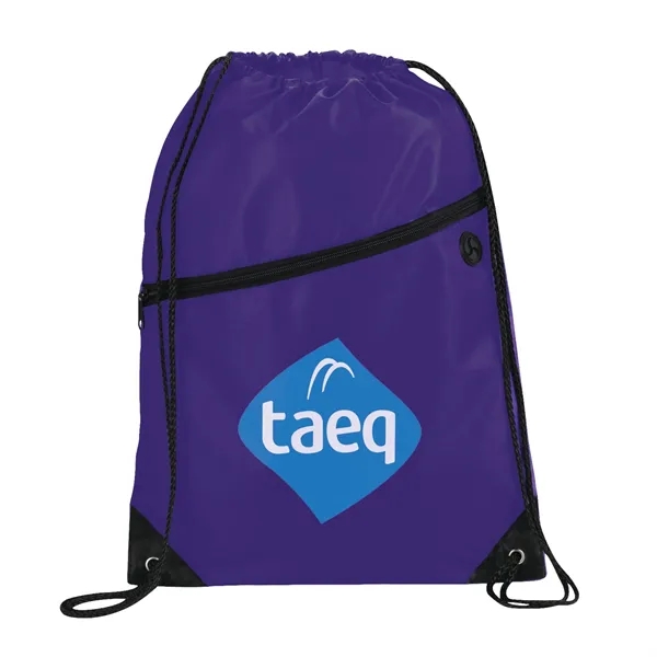 18" x 13" drawstring bag with zippered front pocket and earbud... from ASI 66887 PCNA / Bullet