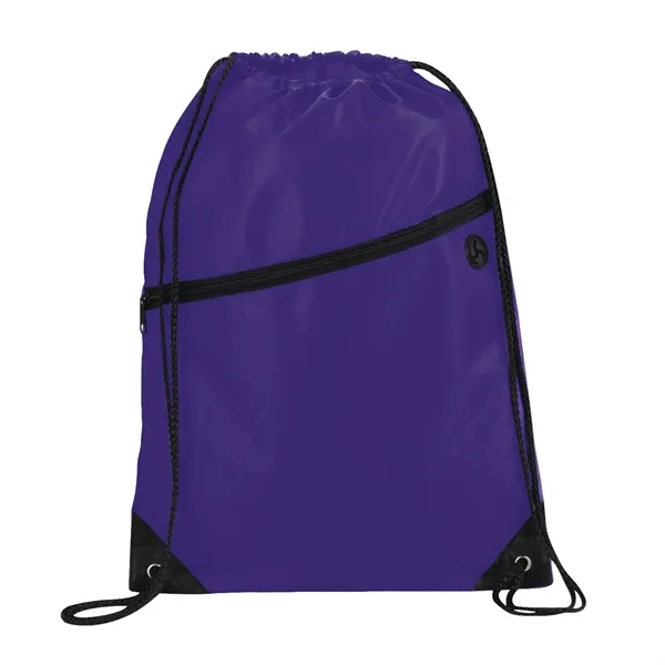 18" x 13" drawstring bag with zippered front pocket and earbud... from ASI 66887 PCNA / Bullet