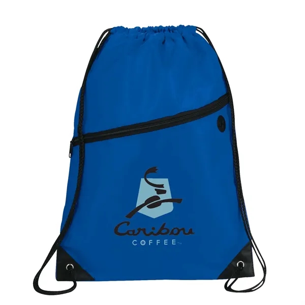 18" x 13" drawstring bag with zippered front pocket and earbud... from ASI 66887 PCNA / Bullet