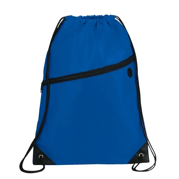 18" x 13" drawstring bag with zippered front pocket and earbud... from ASI 66887 PCNA / Bullet