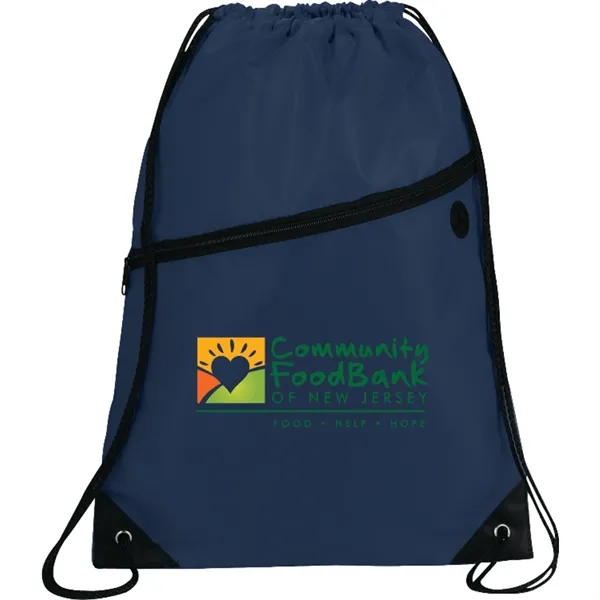 18" x 13" drawstring bag with zippered front pocket and earbud... from ASI 66887 PCNA / Bullet