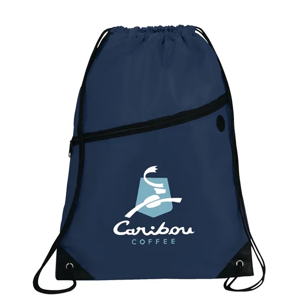 18" x 13" drawstring bag with zippered front pocket and earbud... from ASI 66887 PCNA / Bullet