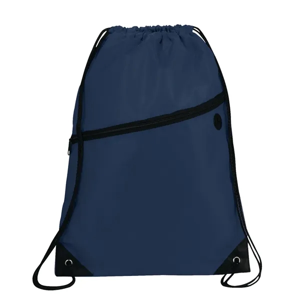 18" x 13" drawstring bag with zippered front pocket and earbud... from ASI 66887 PCNA / Bullet