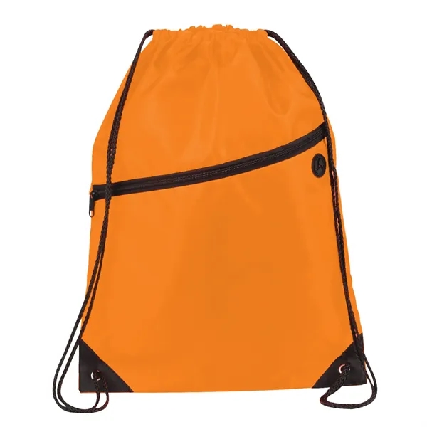 18" x 13" drawstring bag with zippered front pocket and earbud... from ASI 66887 PCNA / Bullet
