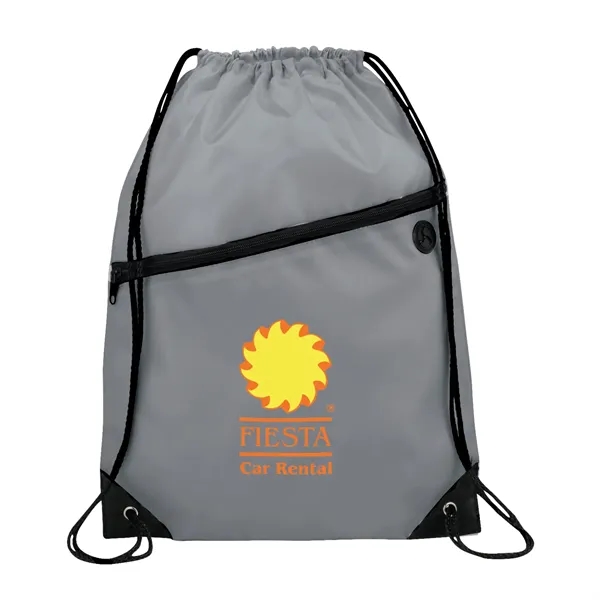 18" x 13" drawstring bag with zippered front pocket and earbud... from ASI 66887 PCNA / Bullet