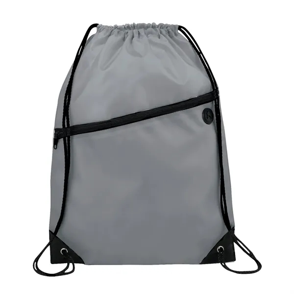 18" x 13" drawstring bag with zippered front pocket and earbud... from ASI 66887 PCNA / Bullet