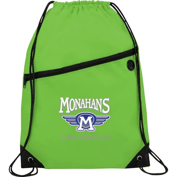 18" x 13" drawstring bag with zippered front pocket and earbud... from ASI 66887 PCNA / Bullet