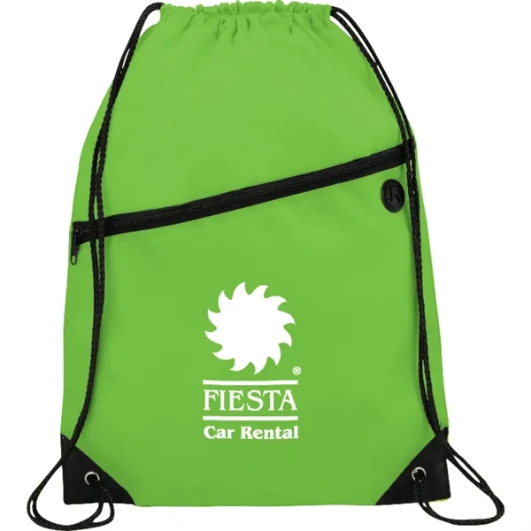 18" x 13" drawstring bag with zippered front pocket and earbud... from ASI 66887 PCNA / Bullet