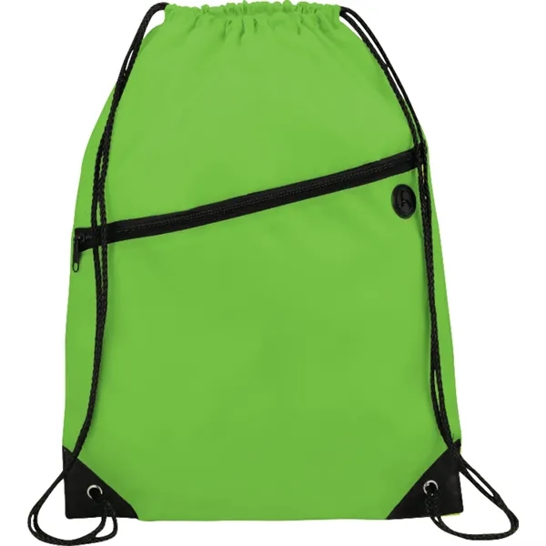 18" x 13" drawstring bag with zippered front pocket and earbud... from ASI 66887 PCNA / Bullet